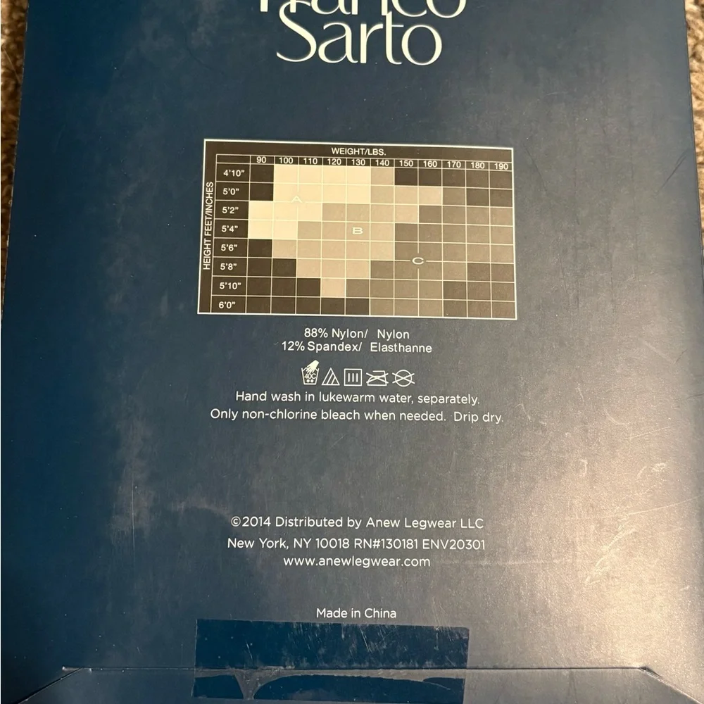 NWT: Bundle of 4!! Franco Sarto 2 Black and 2 Nude Control Top Pantyhose Size B